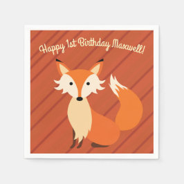 キツネ誕生日パーティー スタンダードカクテルナプキン