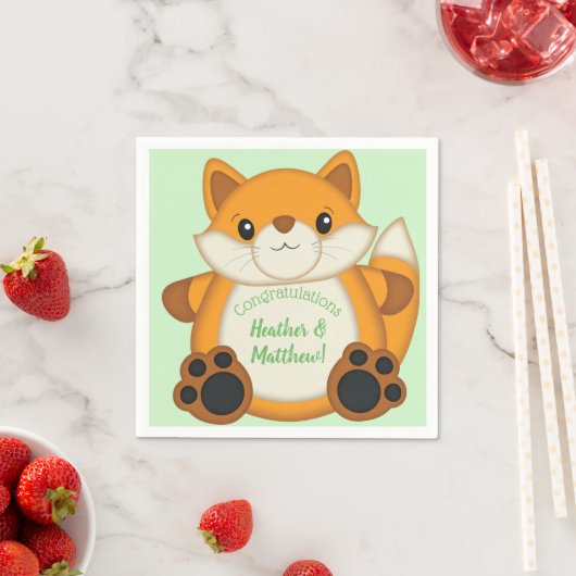 キツネ赤ちゃんシャワーウッドランド動物 スタンダードカクテルナプキン (インサイチュ)