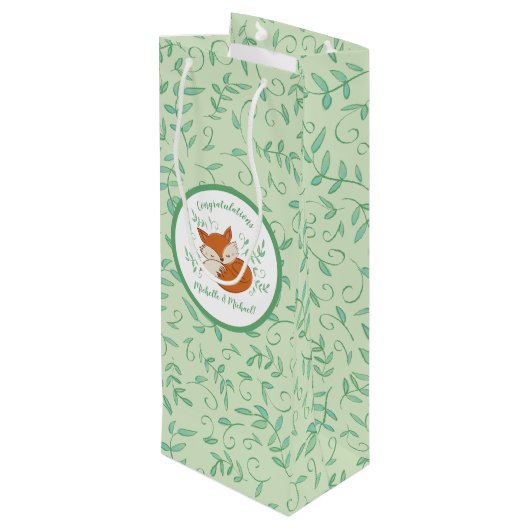 キツネ赤ちゃんシャワーウッドランド動物 ワインギフトバッグ (裏面アングル)