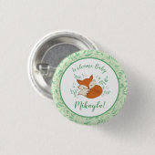 キツネ赤ちゃんシャワーウッドランド動物 缶バッジ (正面&裏面)