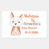 キツネ赤ちゃんシャワー漫画 長方形シール (正面)