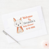 キツネ赤ちゃんシャワー漫画 長方形シール (封筒)