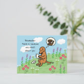 キツネ赤ラブラドールと手紙気に人 ポストカード (スタンド正面)