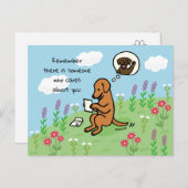 キツネ赤ラブラドールと手紙気に人 ポストカード (正面/裏面)