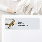 キツネ跳躍雪写真 ラベル (インサイチュ)