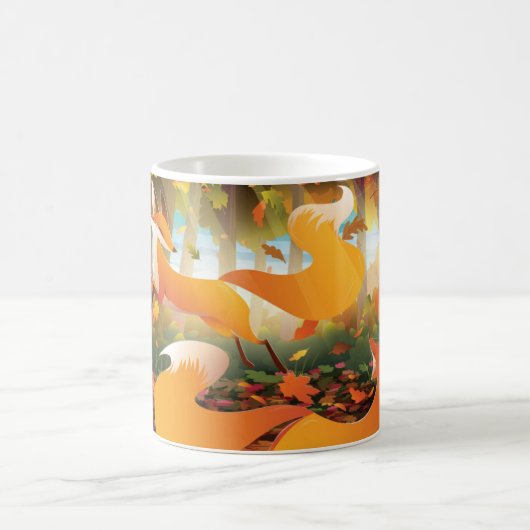 キツネ遊ズの秋の森 コーヒーマグカップ (中央)