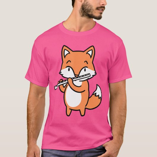 キツネ遊フルート Tシャツ (正面)