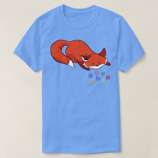 キツネ選手(多面体サイコロ) Tシャツ (デザイン正面)