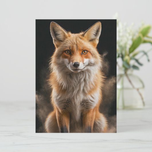 キツネ野生動物エレガントの劇的なポートレート霧 案内状 (スタンド正面)