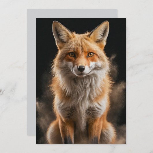 キツネ野生動物エレガントの劇的なポートレート霧 案内状 (正面/裏面)