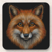 キツネ野生動物ポートレート |キツネコースターセット コースター (正面)