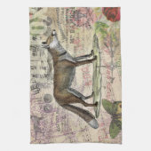 キツネ野生生物ヴィンテージ動物イラストレーション キッチンタオル (縦)