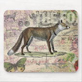 キツネ野生生物ヴィンテージ動物イラストレーション マウスパッド (正面)