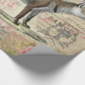 キツネ野生生物ヴィンテージ動物イラストレーション ラッピングペーパー (角)