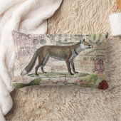 キツネ野生生物ヴィンテージ動物イラストレーション ランバークッション (ブランケット)