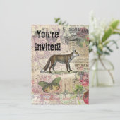 キツネ野生生物ヴィンテージ動物イラストレーション 招待状 (スタンド正面)