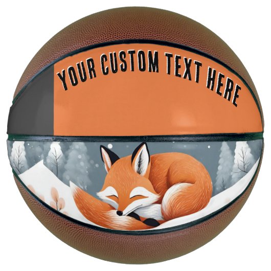 キツネ雪の冬の野生動物の動物の自然で眠る バスケットボール (正面)