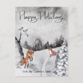 キツネ雪の冬の風景の水の色の休日 ポストカード (正面)