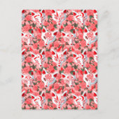 キツネ面とピンク色に咲く椿 ポストカード (正面)