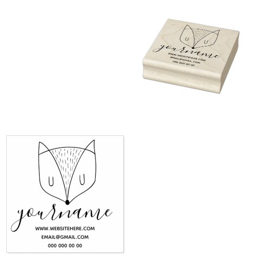 キツネ頭かわいい野生動物 ラバースタンプ (押印)