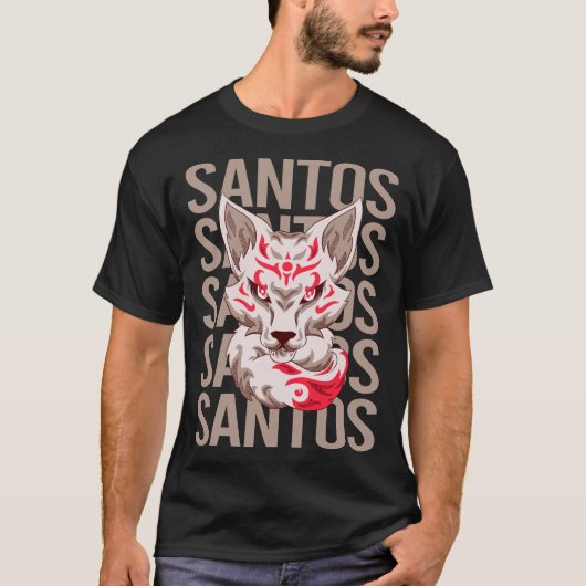 キツネ顔 - サントス名 Tシャツ (正面)