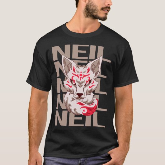 キツネ顔 - ネイル ネーム Tシャツ (正面)
