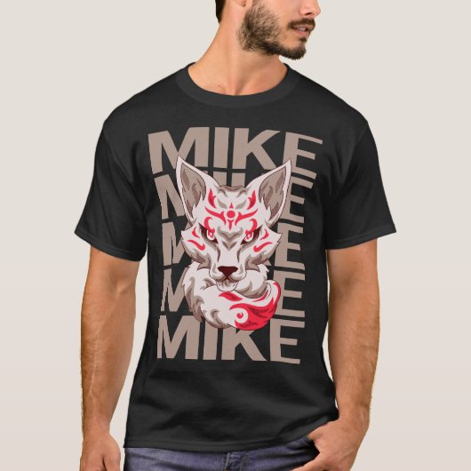 キツネ顔 - マイク名 Tシャツ (正面)