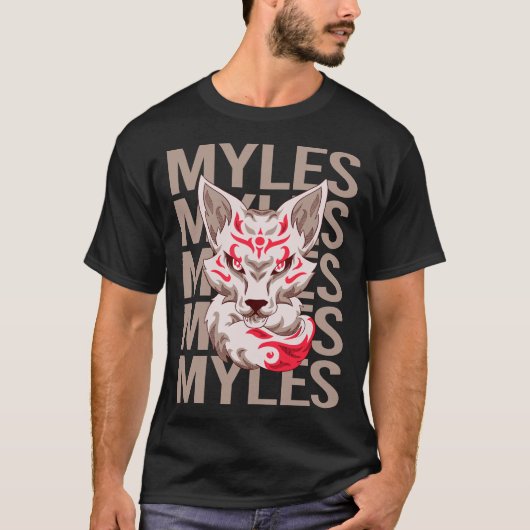 キツネ顔 – マイレス名 Tシャツ (正面)