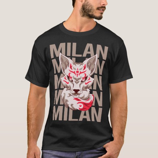 キツネ顔 ミラノの名前 Tシャツ (正面)