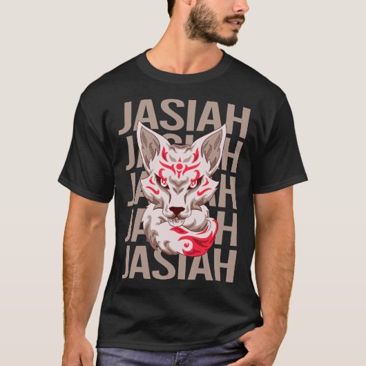 キツネ顔 - Jasiah 名前 Tシャツ (正面)