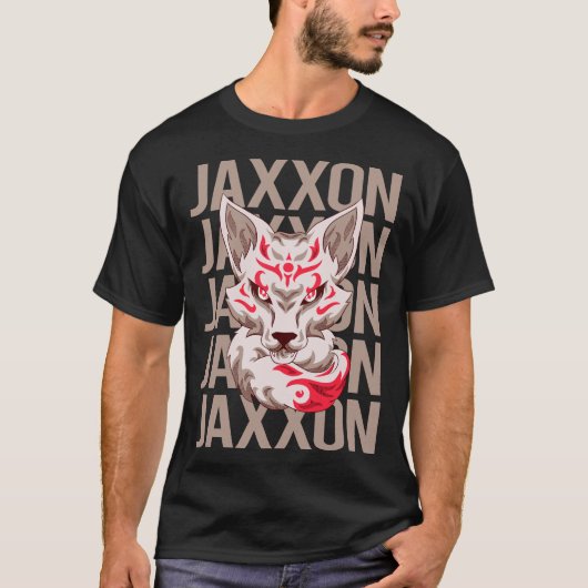 キツネ顔 - Jaxxon 名前 Tシャツ (正面)