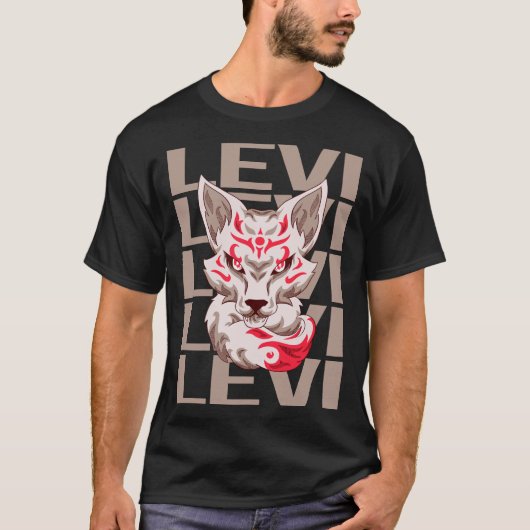 キツネ顔 - Levi 名前 Tシャツ (正面)