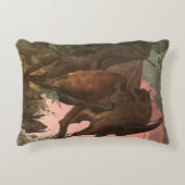 キツネ飛んでいるこうもりバイオースティン、ヴィンテージ野生動物 アクセントクッション (正面)