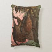 キツネ飛んでいるこうもりバイオースティン、ヴィンテージ野生動物 アクセントクッション (裏面(縦))