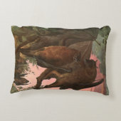 キツネ飛んでいるこうもりバイオースティン、ヴィンテージ野生動物 アクセントクッション (裏面)