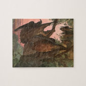 キツネ飛んでいるこうもりバイオースティン、ヴィンテージ野生動物 ジグソーパズル (横)