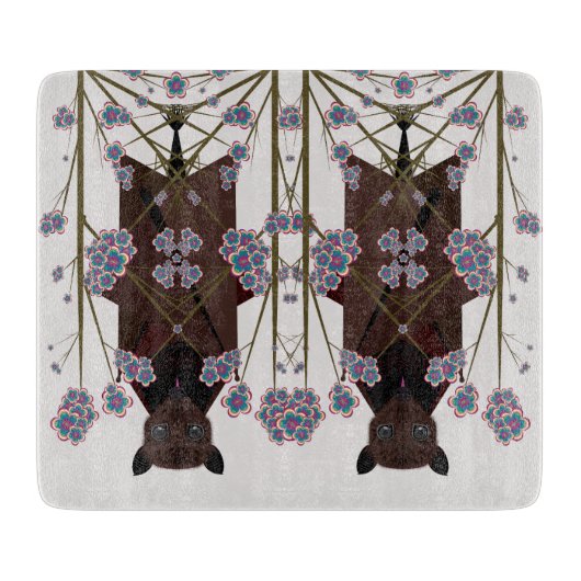 キツネ飛んでいるガラス切断板 カッティングボード (正面)