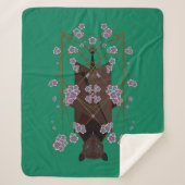 キツネ飛んでいるジェイドシェルパブランケット（3サイズ） シェルパブランケット (正面)