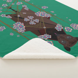 キツネ飛んでいるジェイドシェルパブランケット（3サイズ） シェルパブランケット