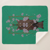 キツネ飛んでいるジェイドシェルパブランケット（3サイズ） シェルパブランケット (正面(横))