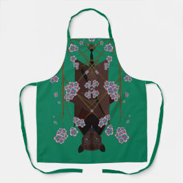 キツネ飛んでいるジェイドミディアムエプロン エプロン