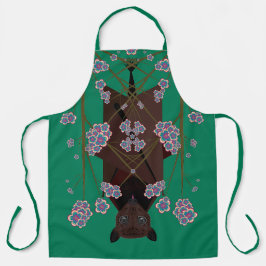キツネ飛んでいるジェイドラージエプロン エプロン