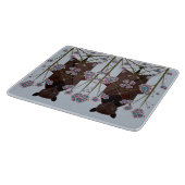 キツネ飛んでいるスカイブルーガラス切断板 カッティングボード (角)