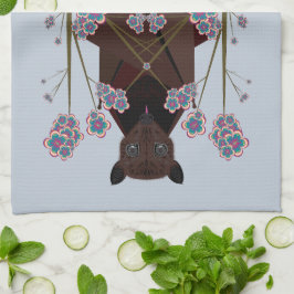 キツネ飛んでいるスカイブルーキッチンタオル キッチンタオル