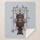 キツネ飛んでいるスカイブルーシェルパブランケット（3サイズ） シェルパブランケット (正面)