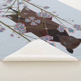 キツネ飛んでいるスカイブルーシェルパブランケット（3サイズ） シェルパブランケット