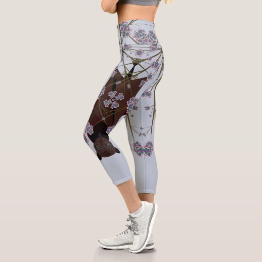 キツネ飛んでいるスカイブルーハイウェイストキャプリス カプリレギンス (左)