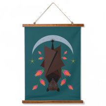 キツネ飛んでいるティール（緑がかった色）ウッドトップタペストリー