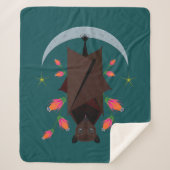 キツネ飛んでいるティール（緑がかった色）シェルパブランケット（3サイズ） シェルパブランケット (正面)