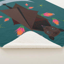 キツネ飛んでいるティール（緑がかった色）シェルパブランケット（3サイズ） シェルパブランケット